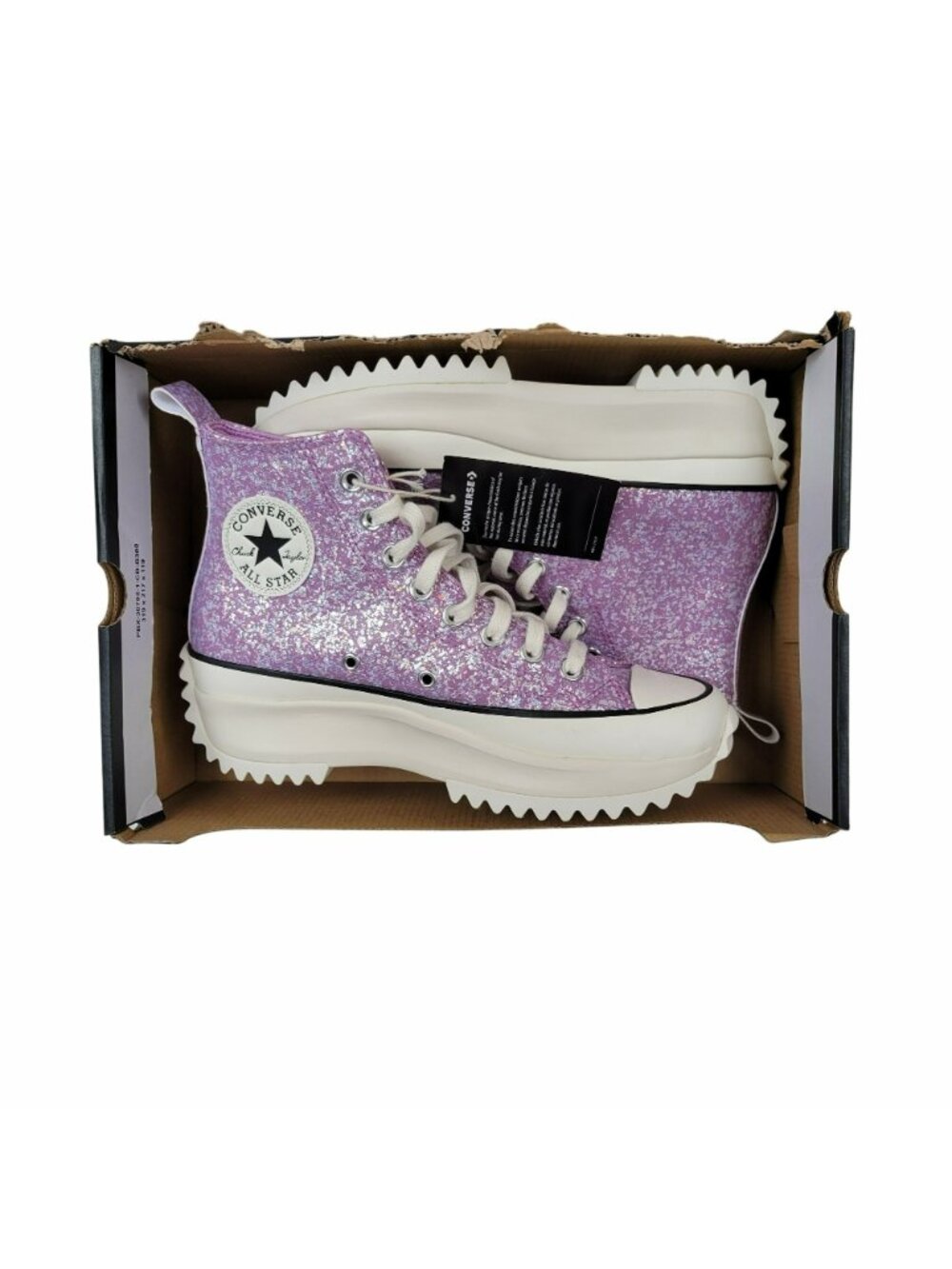 ⭐Converse Run Star Hike Hi 5.5 Mens Shoes Sneaker Purple Glitter Snekaer A10096C - Picture 7 of 10